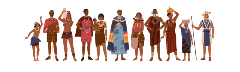 Different tribes in their traditional clothing