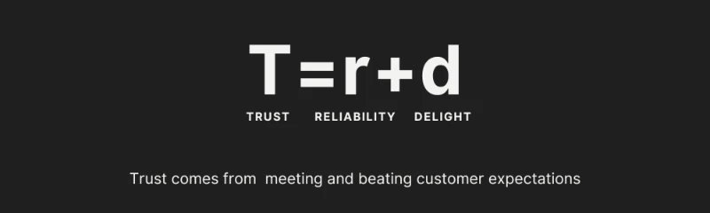 text showing trust = relability + delight