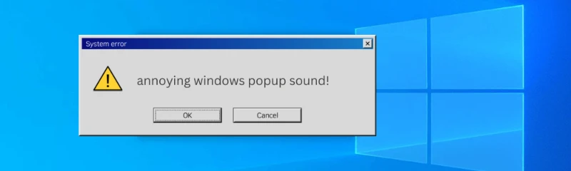 Windows 10 popup window with text: annoying windows popup window